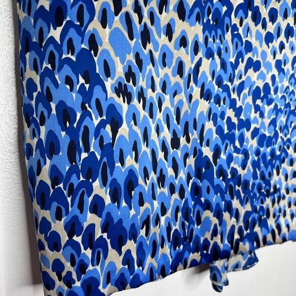 Tibi New York 100% Silk Abstract Print Skirt Women's 6 Blue Beige Knee Length - Picture 7 of 11